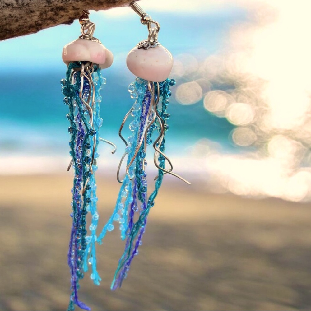 Handmade one of a kind jellyfish earrings
